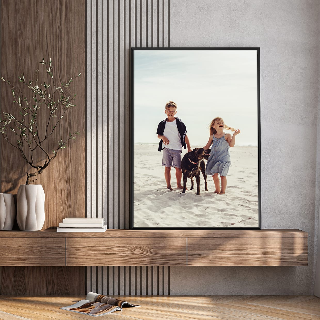 Photos on canvas with black floating frame
